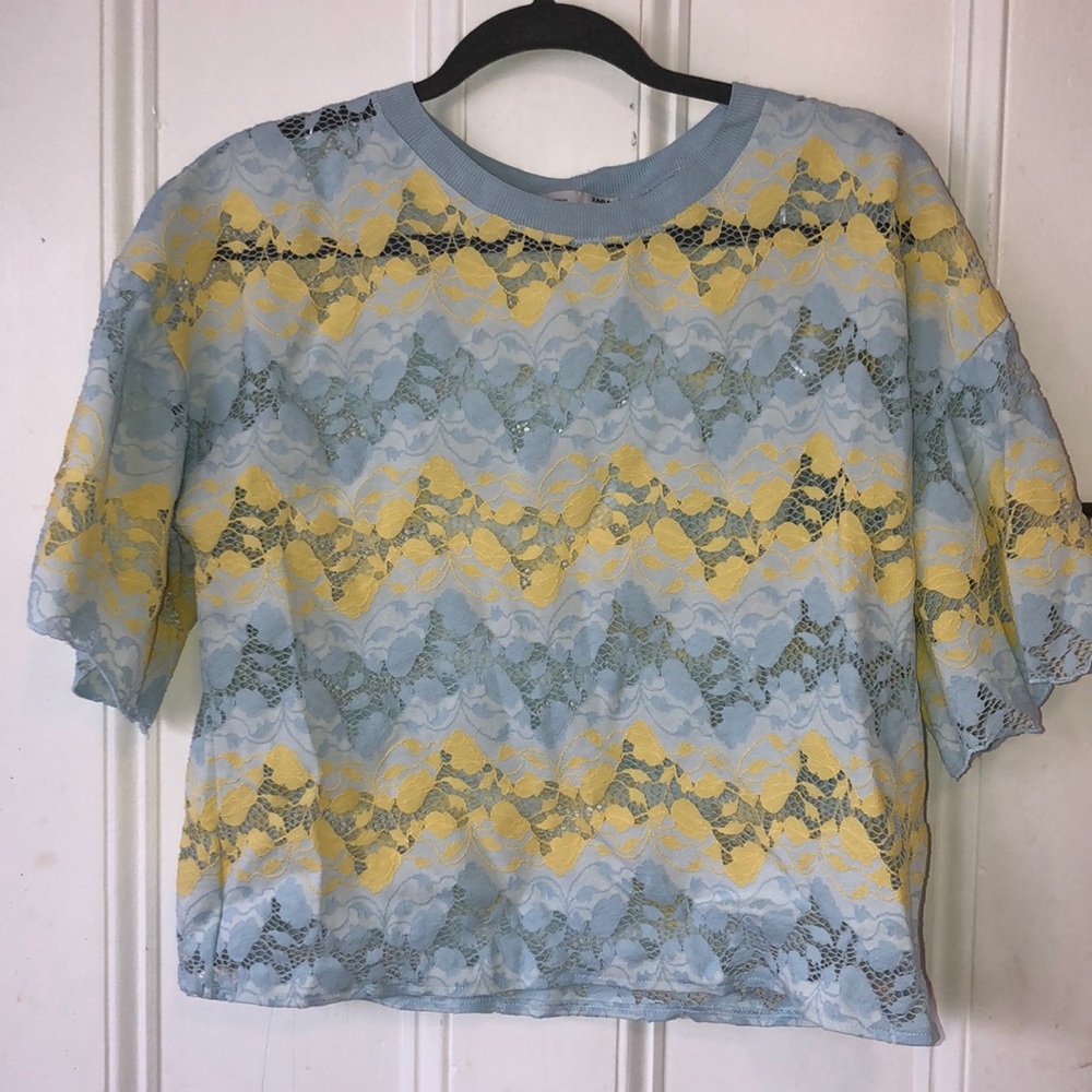 Lace Blue and Yellow Top